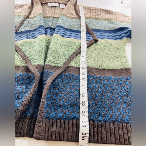 LIZ CLAIBORNE PETITE GREEN AND BLUE OPEN FRONT CARDIGAN SIZE PXL - Picture 8 of 10